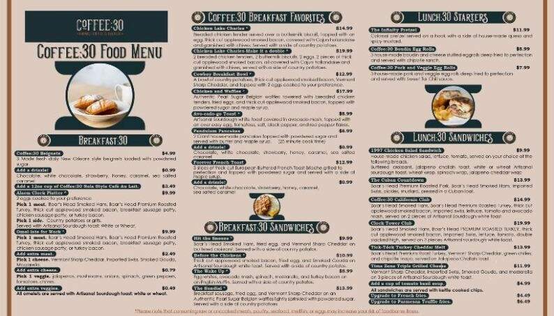 Coffee:30 - Lake Charles, LA menu_pic