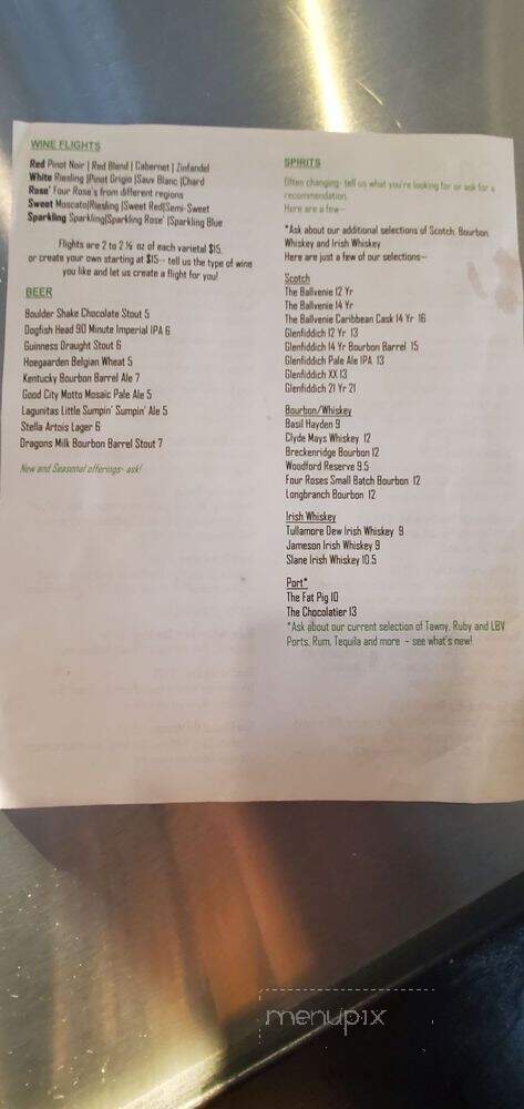 Crush Wine Bar - Muskego, WI menu_pic
