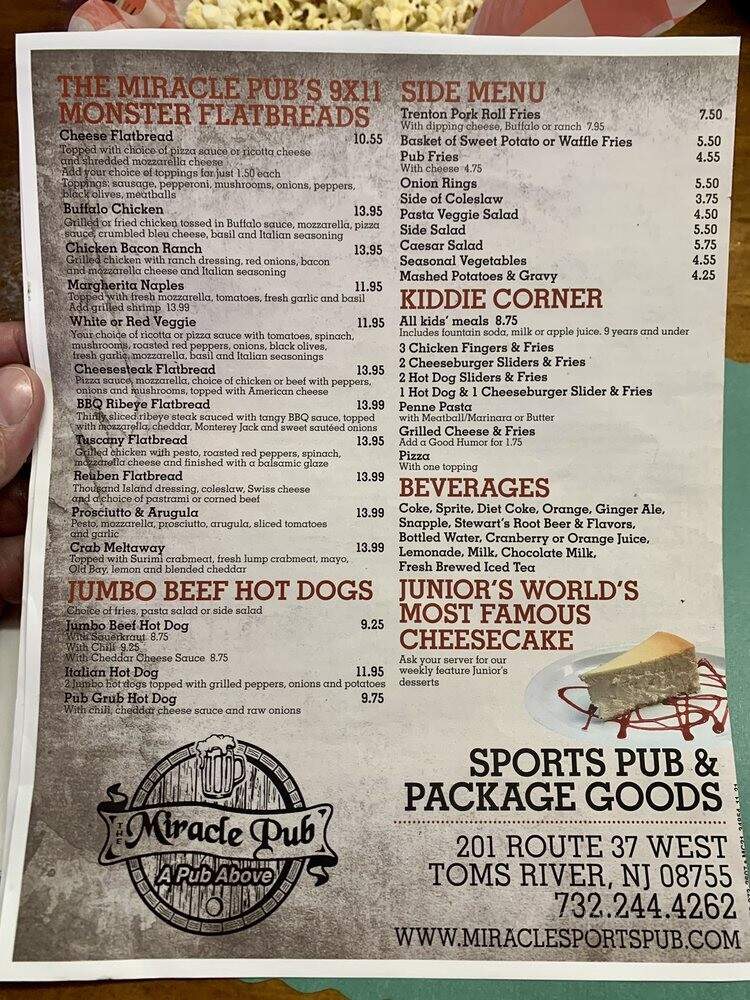 The Miracle Pub - Toms River, NJ menu_pic