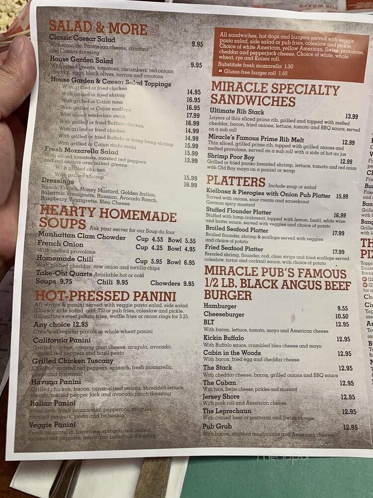The Miracle Pub - Toms River, NJ menu_pic