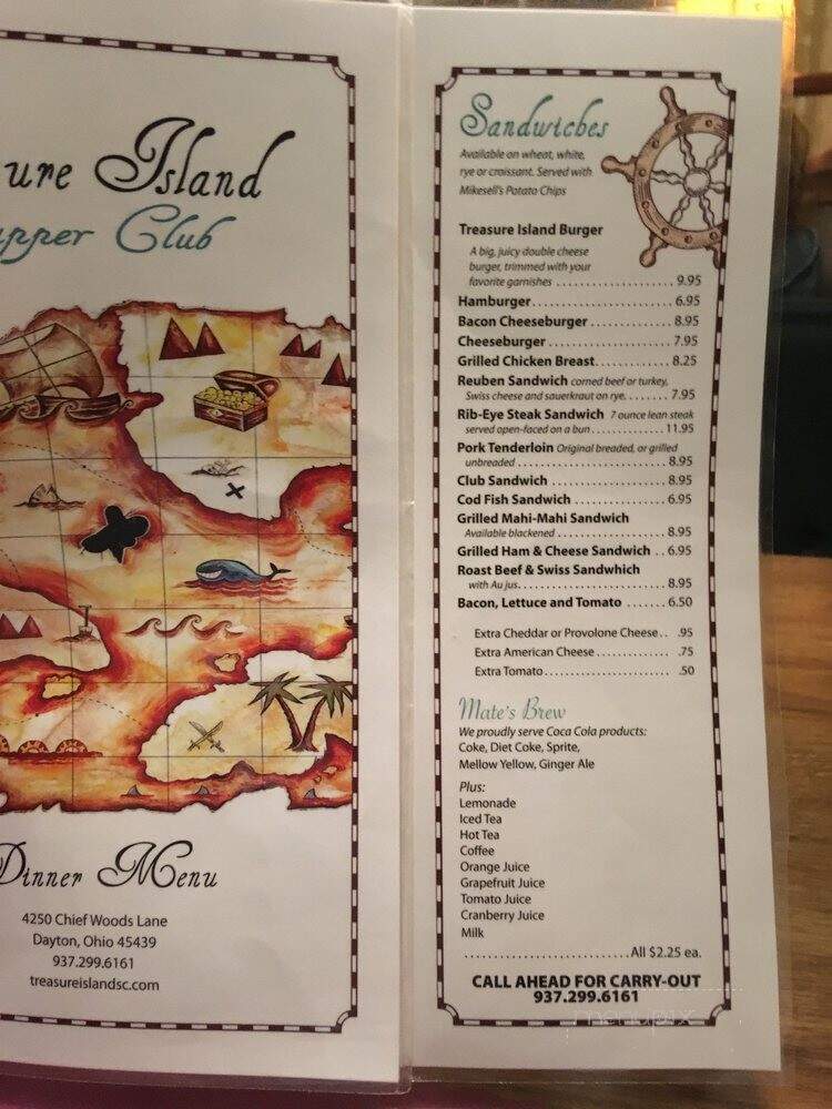 Treasure Island Supper Club - Moraine, OH menu_pic