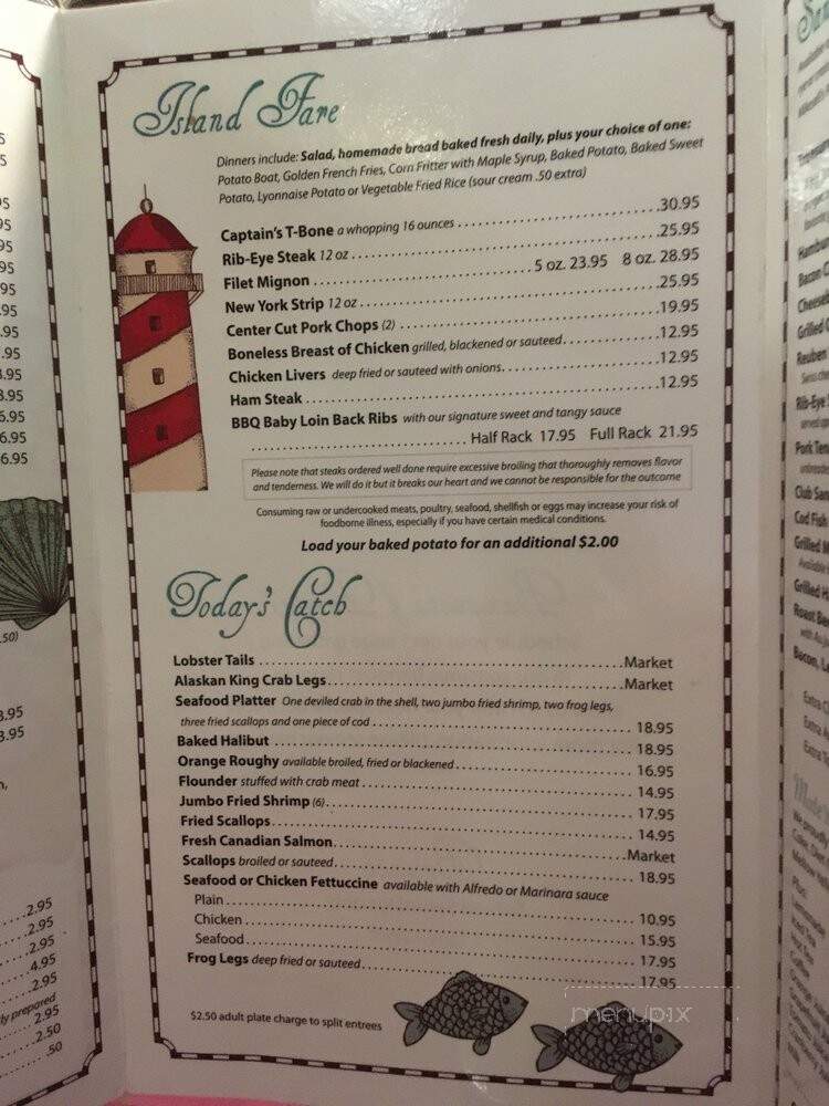 Treasure Island Supper Club - Moraine, OH menu_pic
