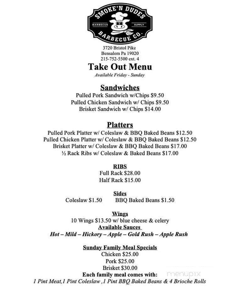 Smoke'N Dudes BBQ Co - Bensalem, PA menu_pic