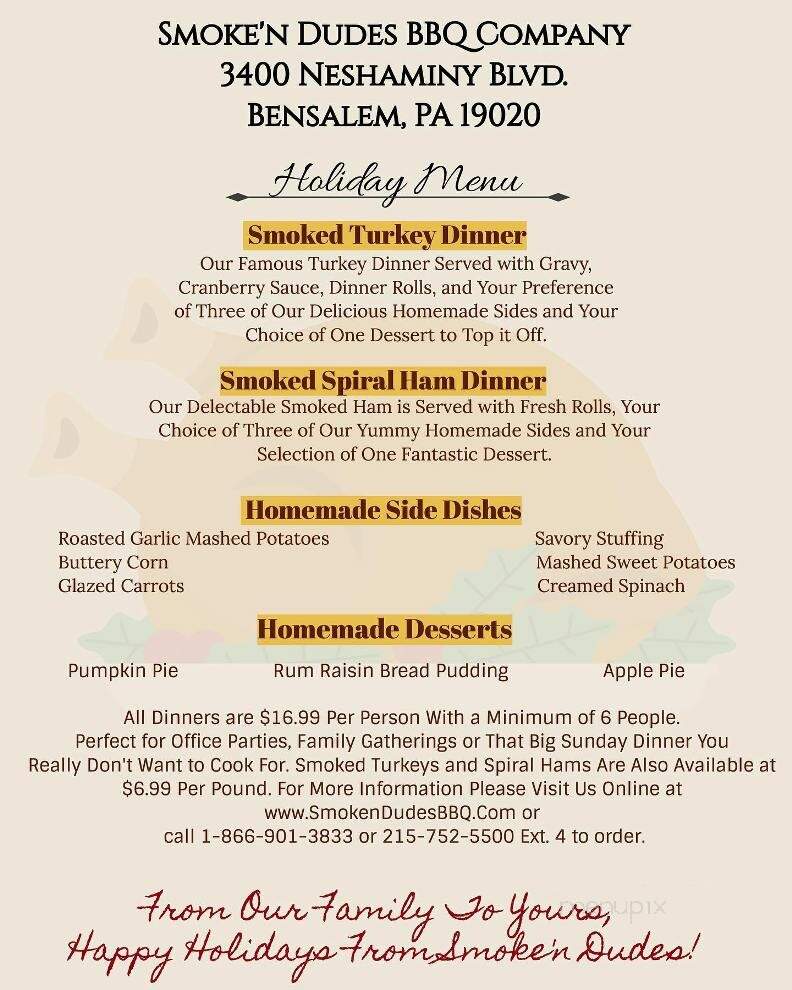 Smoke'N Dudes BBQ Co - Bensalem, PA menu_pic