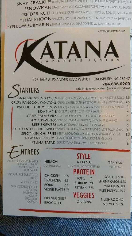 Katana Japanese Sushi Fusion - Salisbury, NC menu_pic