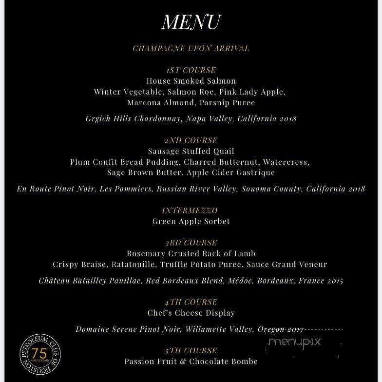 Petroleum Club - Houston, TX menu_pic