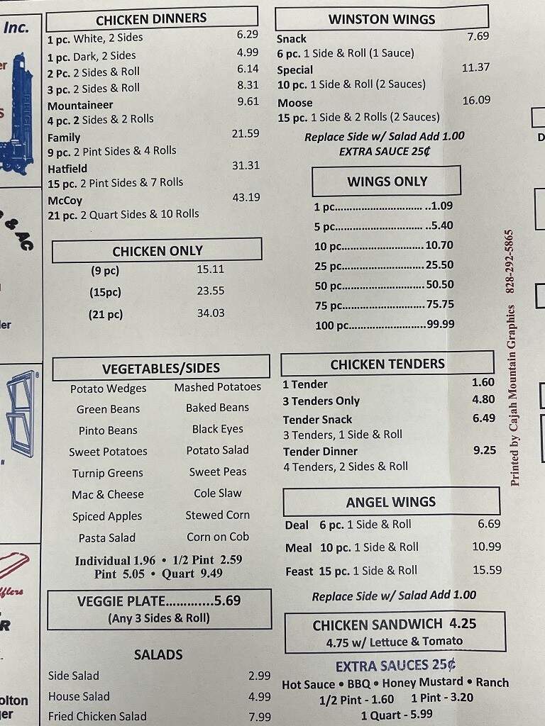 Mountain Fried Chicken - Hickory, NC menu_pic