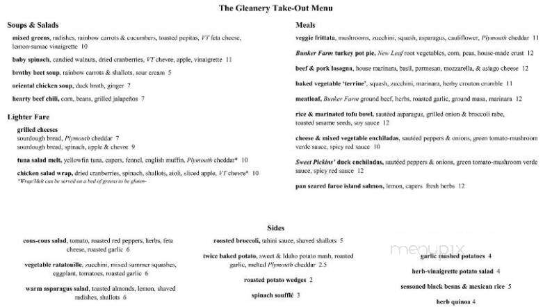 The Gleanery - Putney, VT menu_pic