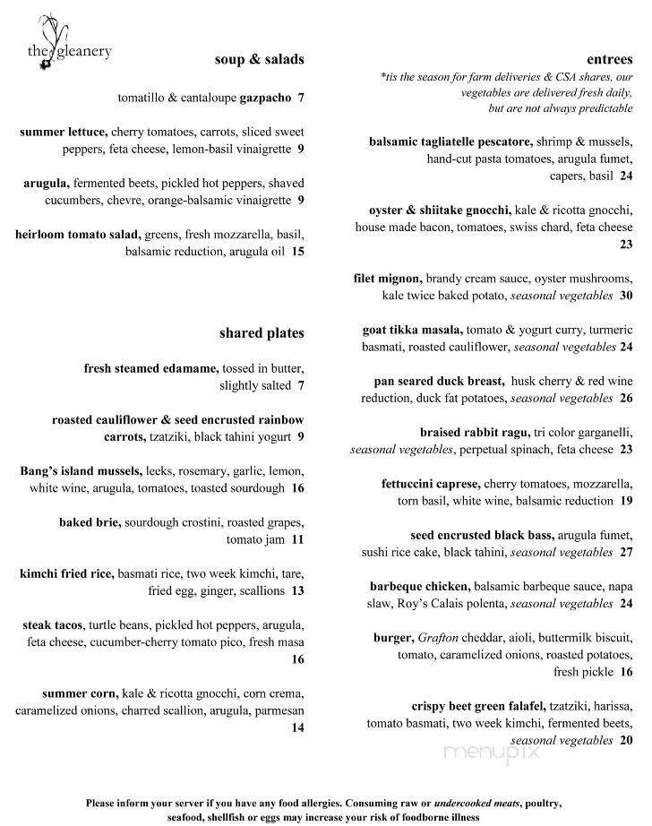 The Gleanery - Putney, VT menu_pic