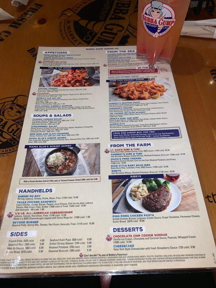 Bubba Gump Shrimp Co - Biloxi, MS menu_pic