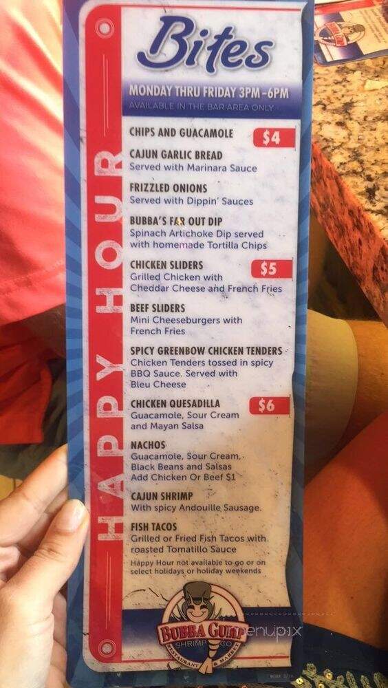 Bubba Gump Shrimp Co - Biloxi, MS menu_pic