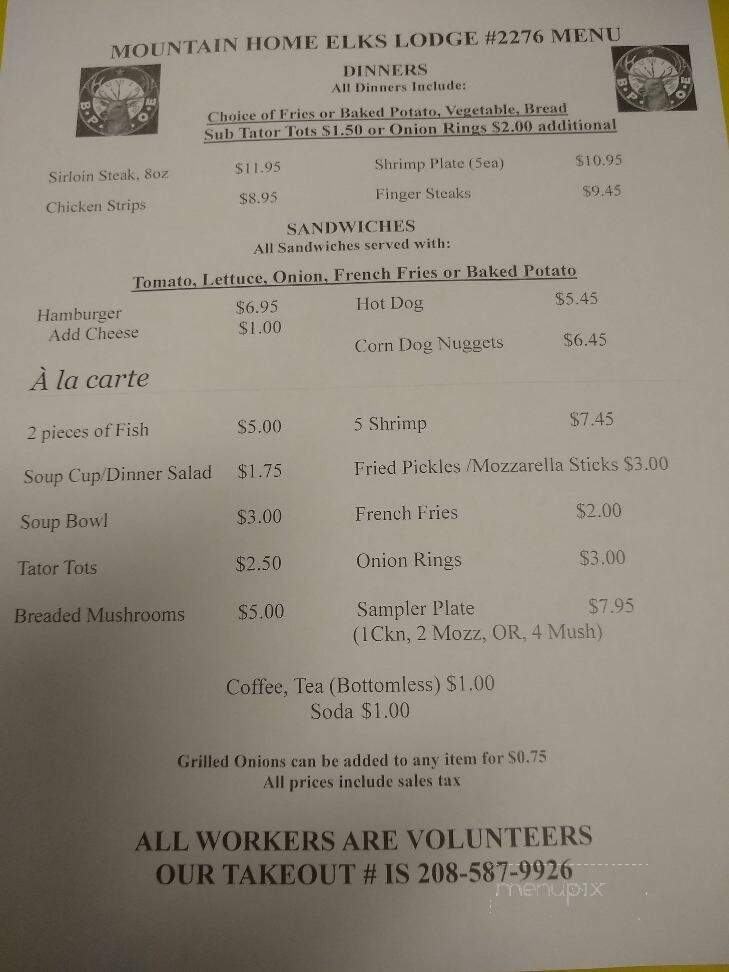 Mountain Home Elks Lodge - Mountain Home, AR menu_pic