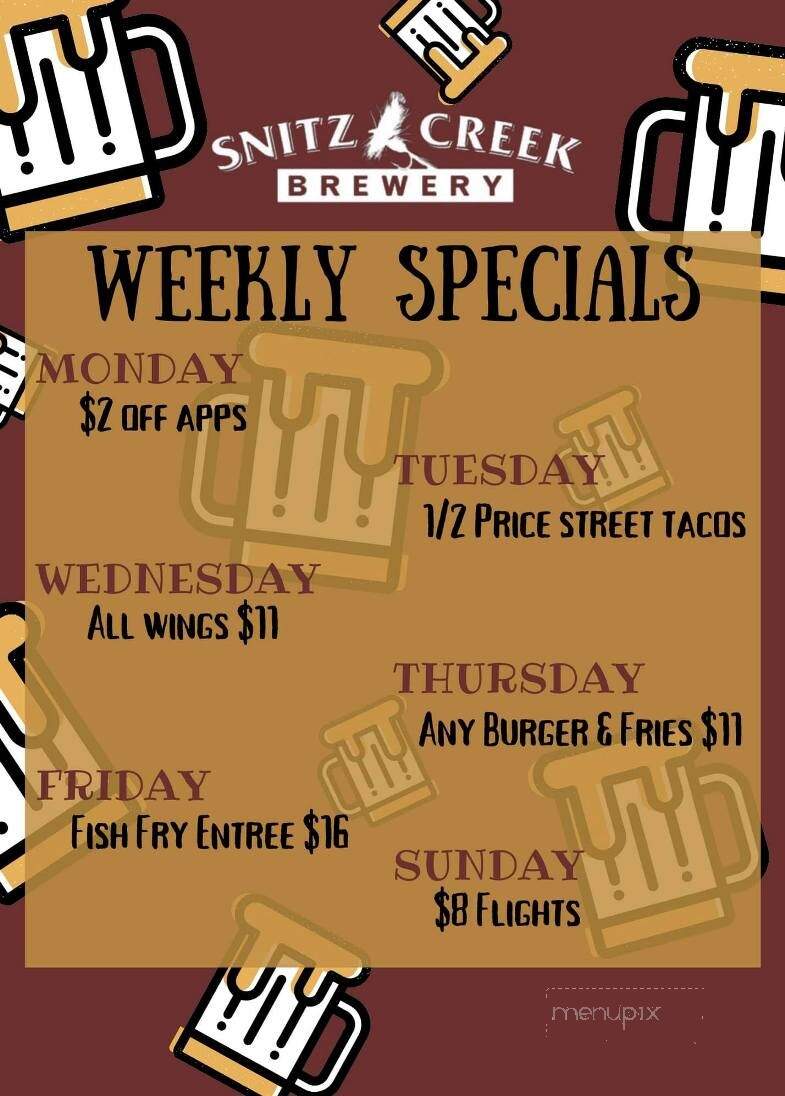Snitz Creek Brewery - Lebanon, PA menu_pic
