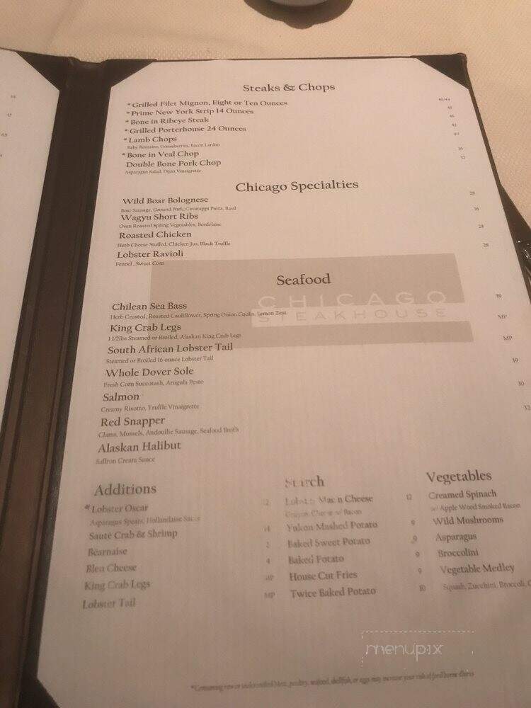 Chicago Steakhouse - Robinsonville, MS menu_pic