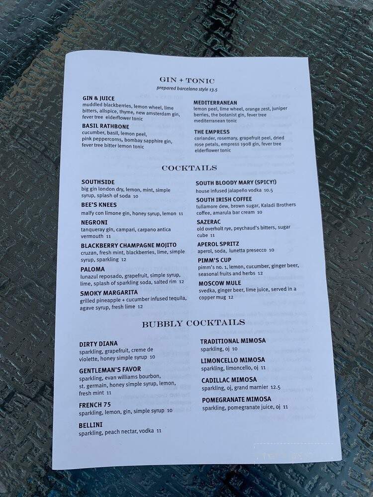 South Restaurant + Coffeehouse - Anchorage, AK menu_pic