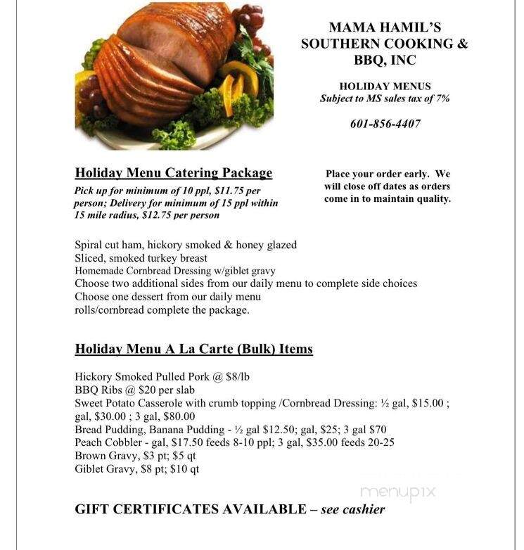 Mama Hamil's - Madison, MS menu_pic
