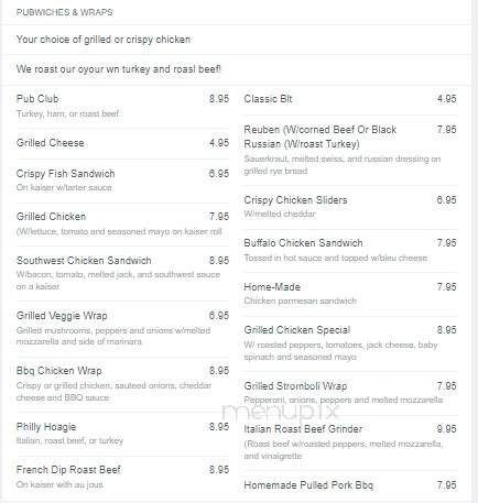 Pocono Pub - Stroudsburg, PA menu_pic