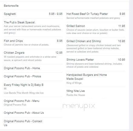 Pocono Pub - Stroudsburg, PA menu_pic
