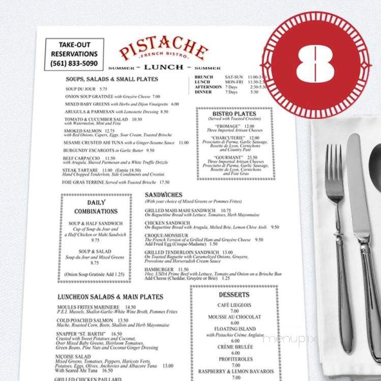 Pistache French Bistro - West Palm Beach, FL menu_pic