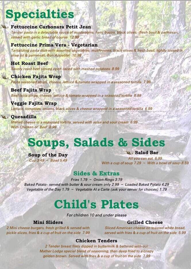 Mather Lodge Restaurant - Morrilton, AR menu_pic