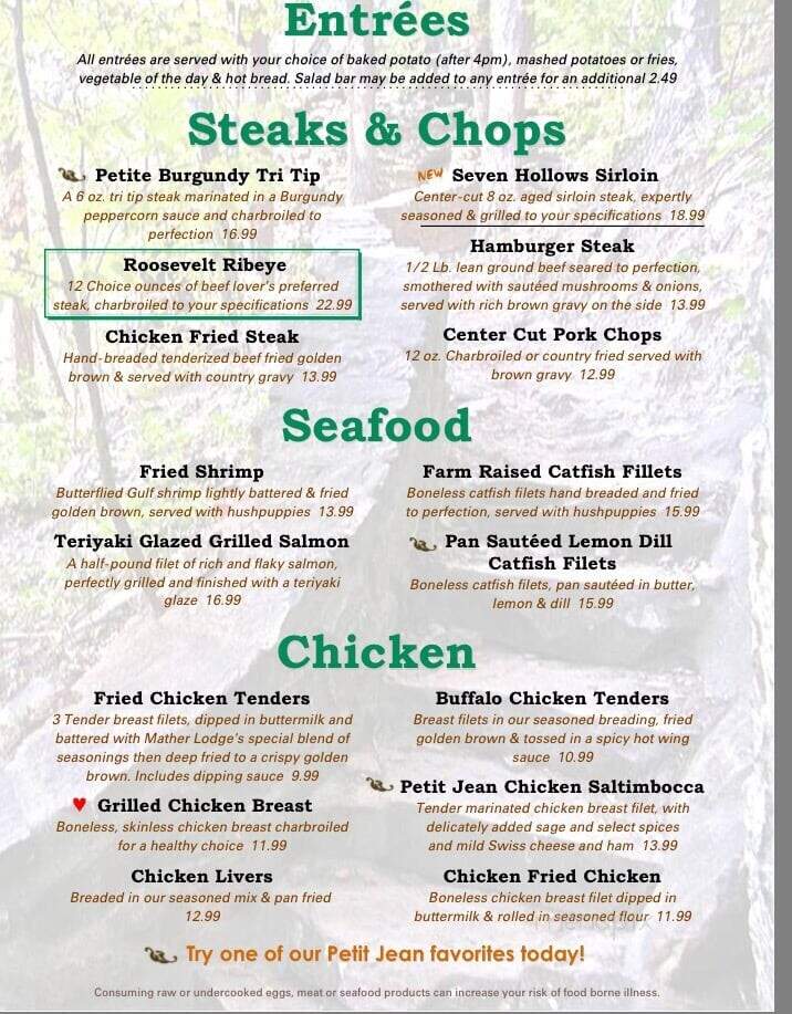 Mather Lodge Restaurant - Morrilton, AR menu_pic