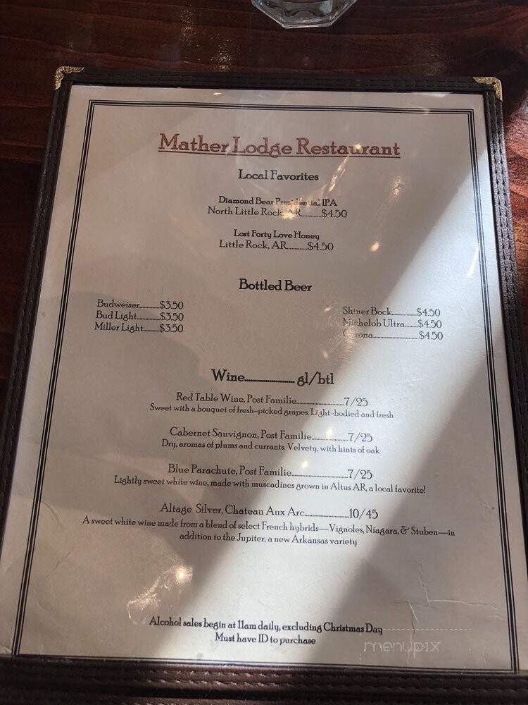 Mather Lodge Restaurant - Morrilton, AR menu_pic