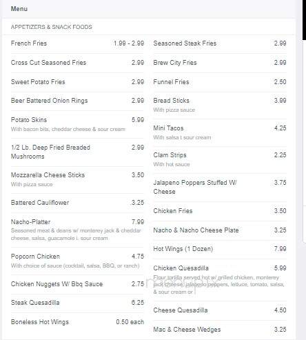 Crippled Bear Inn - Williamsport, PA menu_pic