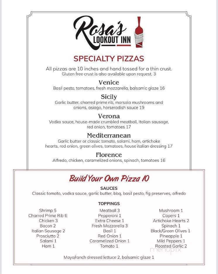 Rosa's Lookout Inn - Spruce, MI menu_pic
