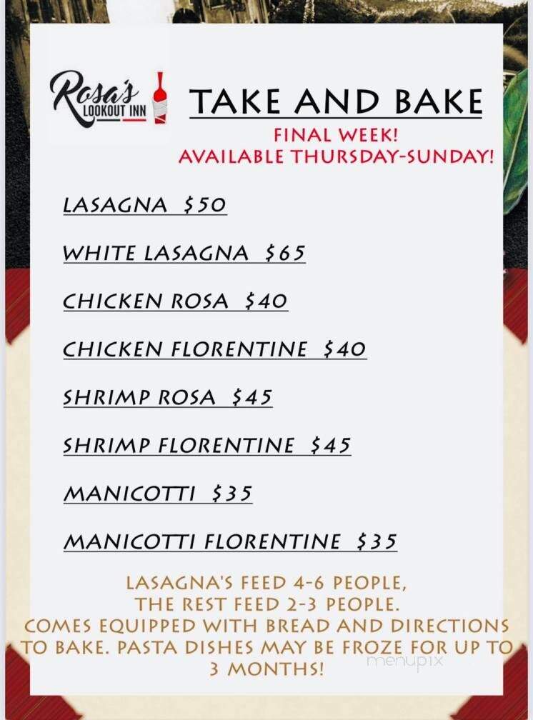 Rosa's Lookout Inn - Spruce, MI menu_pic
