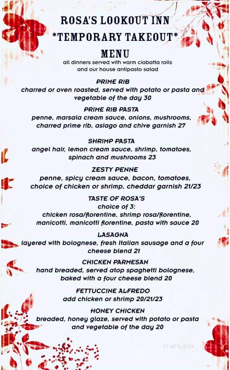 Rosa's Lookout Inn - Spruce, MI menu_pic