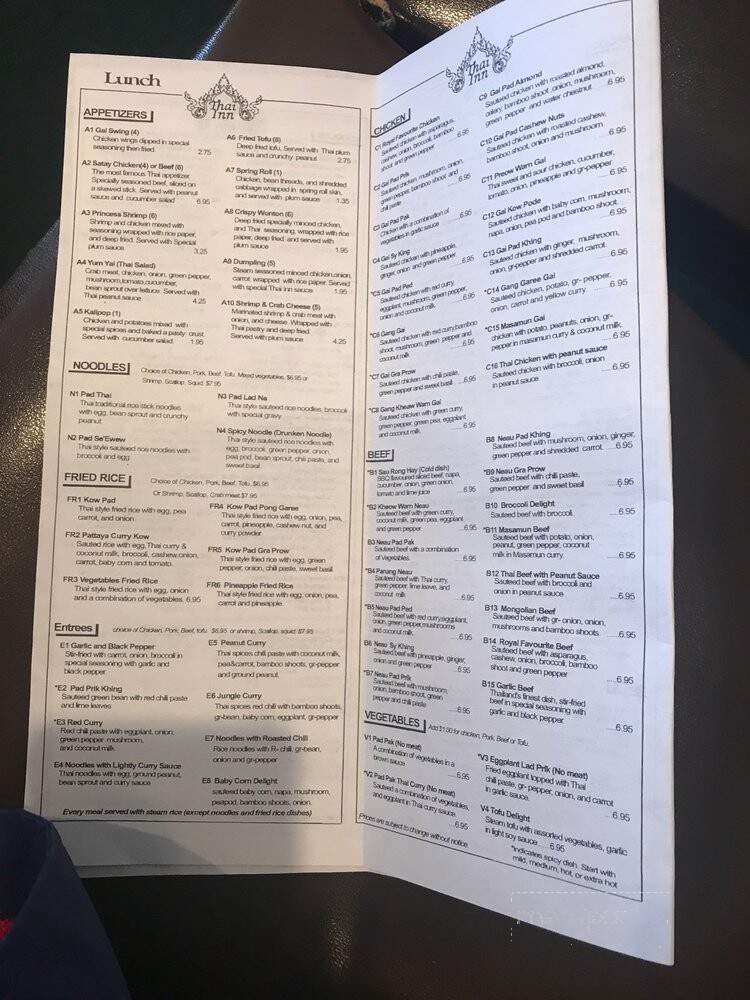 Thai Inn - Rochester Hills, MI menu_pic