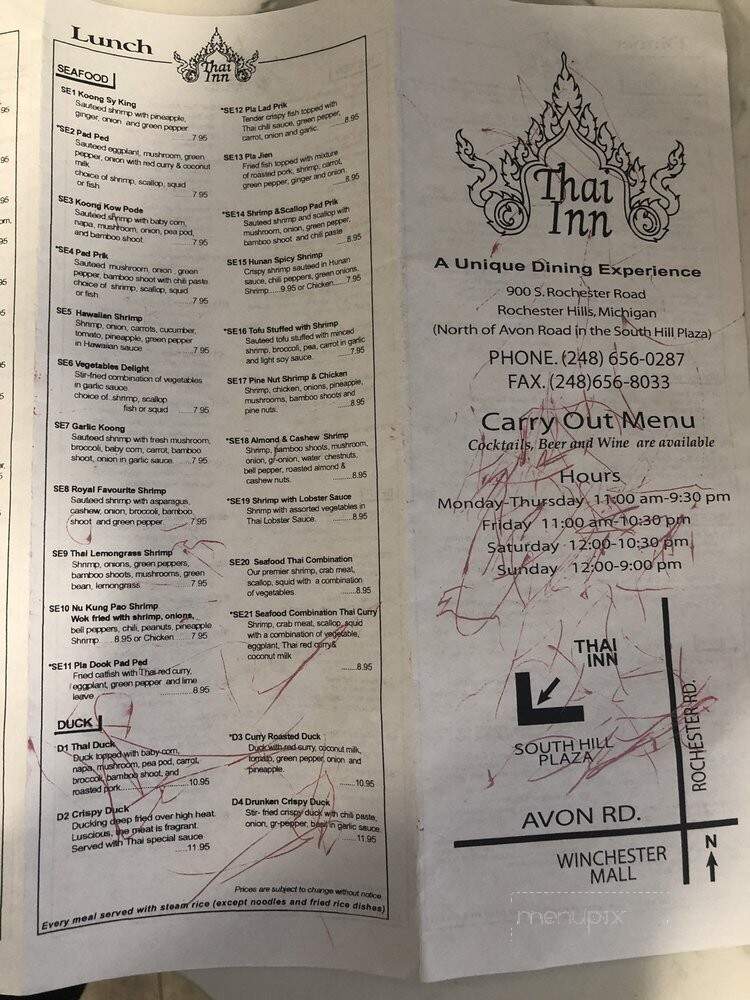 Thai Inn - Rochester Hills, MI menu_pic