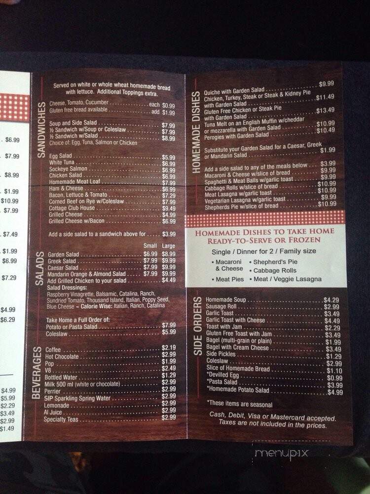The Maid's Cottage - Newmarket, ON menu_pic