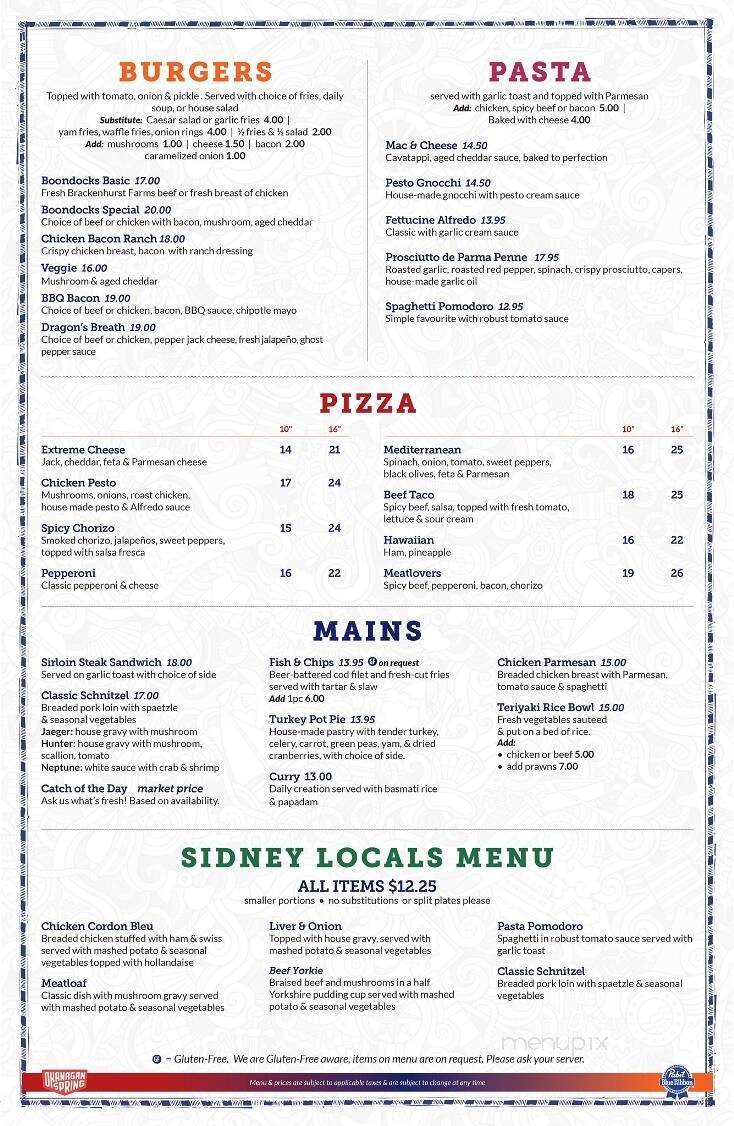 Boondock's Cafe - Sidney, BC menu_pic