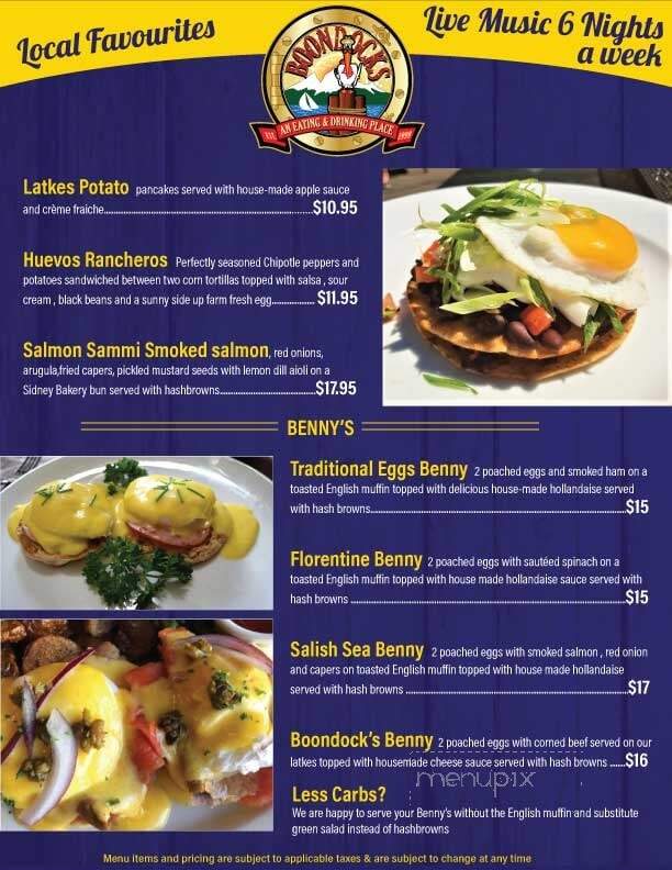 Boondock's Cafe - Sidney, BC menu_pic