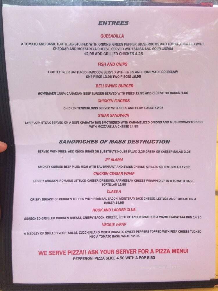 The Hook & Ladder - Bala, ON menu_pic