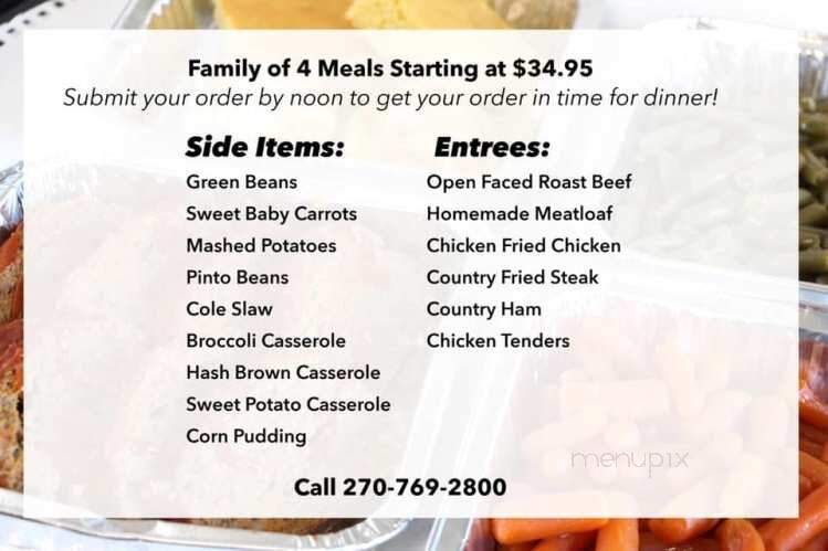 Back Home Restaurant - Elizabethtown, KY menu_pic
