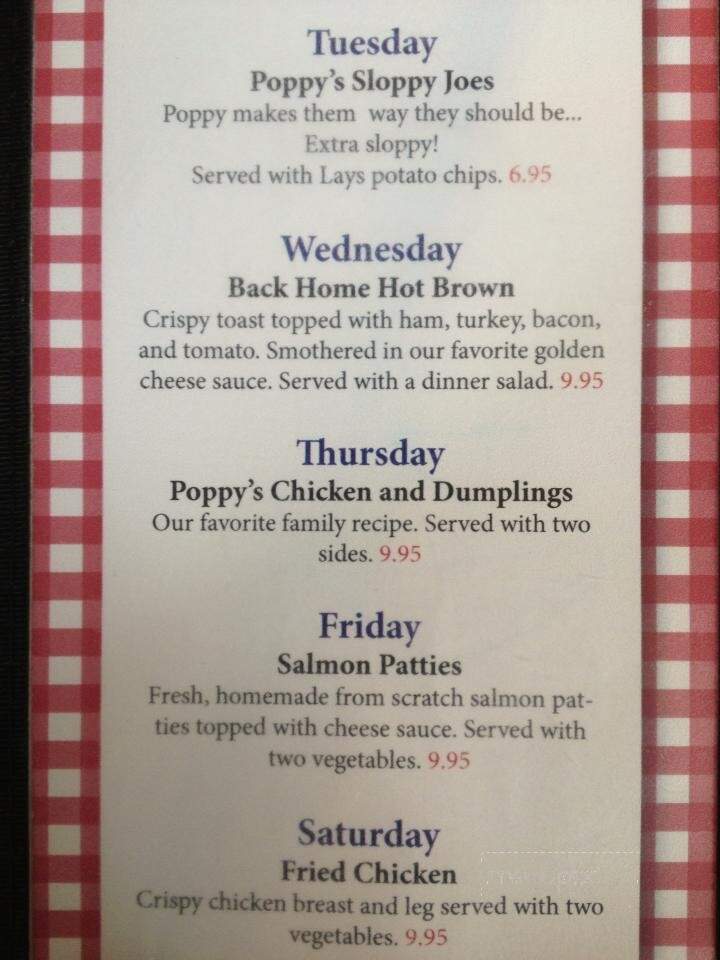 Back Home Restaurant - Elizabethtown, KY menu_pic