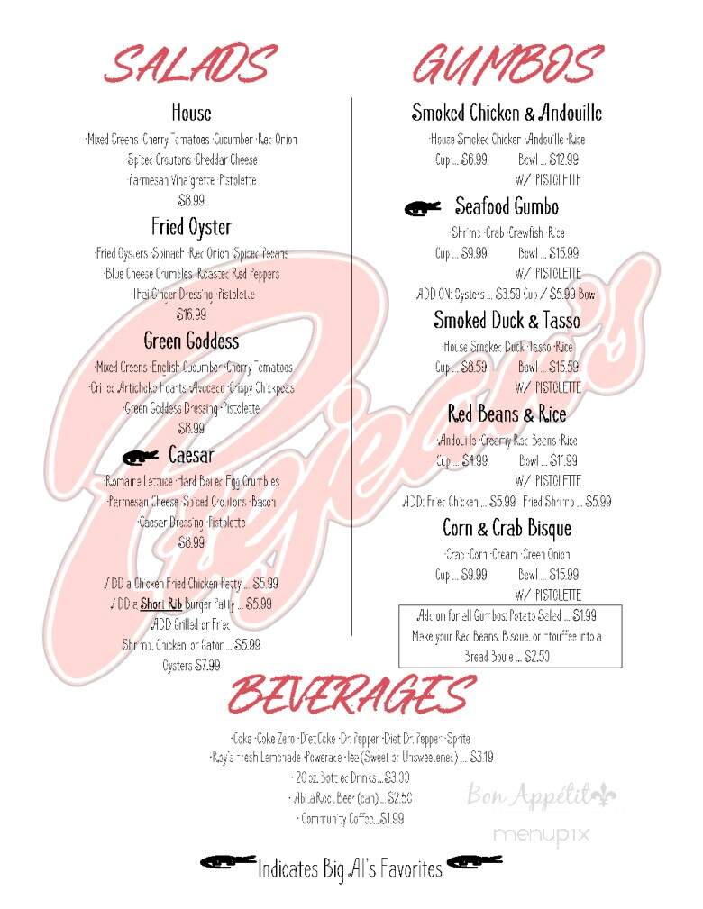Prejean's Restaurant - Lafayette, LA menu_pic