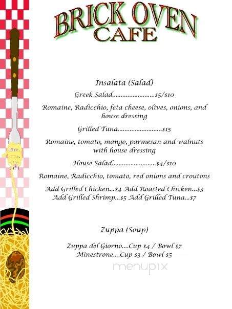 Brick Oven Cafe - Kenner, LA menu_pic