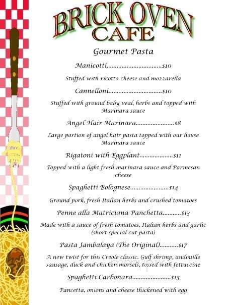 Brick Oven Cafe - Kenner, LA menu_pic