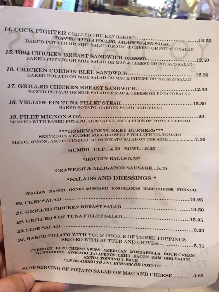 Yo-Mama's Bar & Grill - New Orleans, LA menu_pic