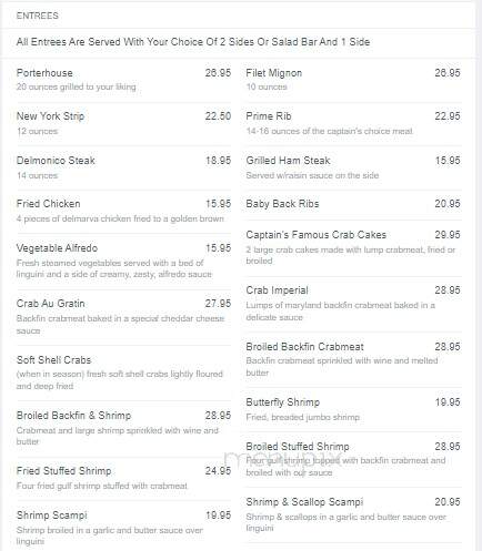 Captain's Galley II - Ocean City, MD menu_pic