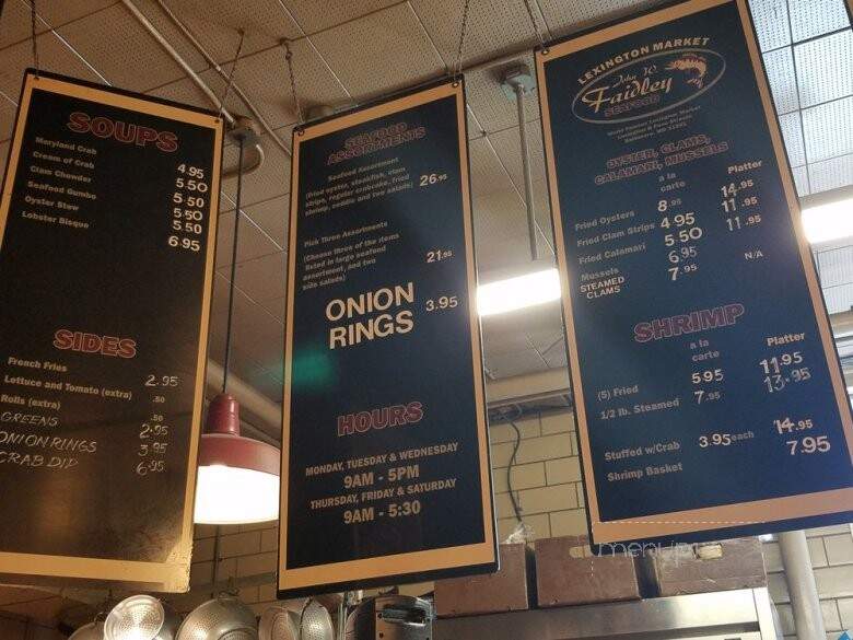 Faidley's Seafood - Baltimore, MD menu_pic