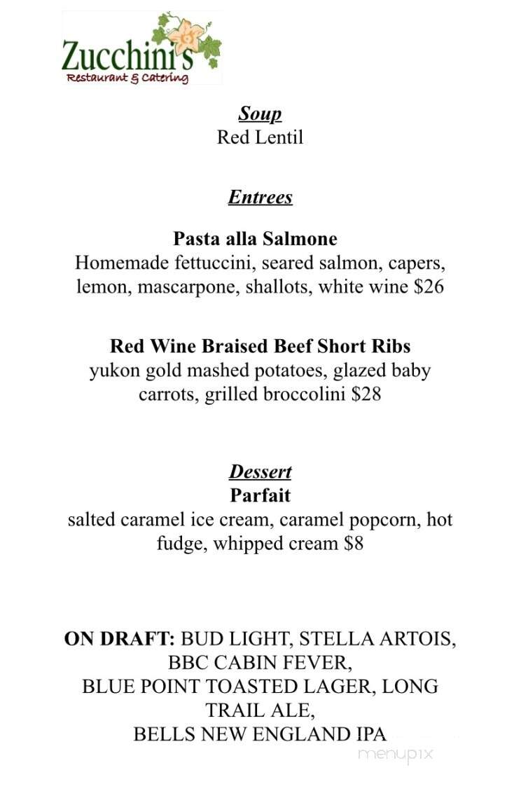 Zucchini's - Pittsfield, MA menu_pic