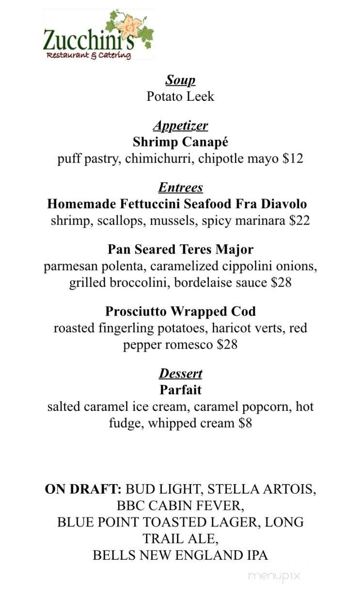 Zucchini's - Pittsfield, MA menu_pic