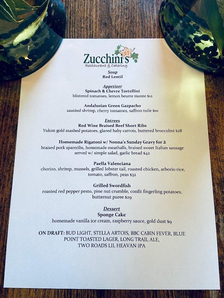 Zucchini's - Pittsfield, MA menu_pic