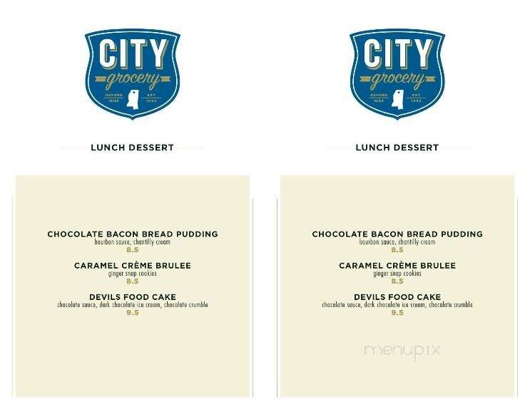 City Grocery - Oxford, MS menu_pic