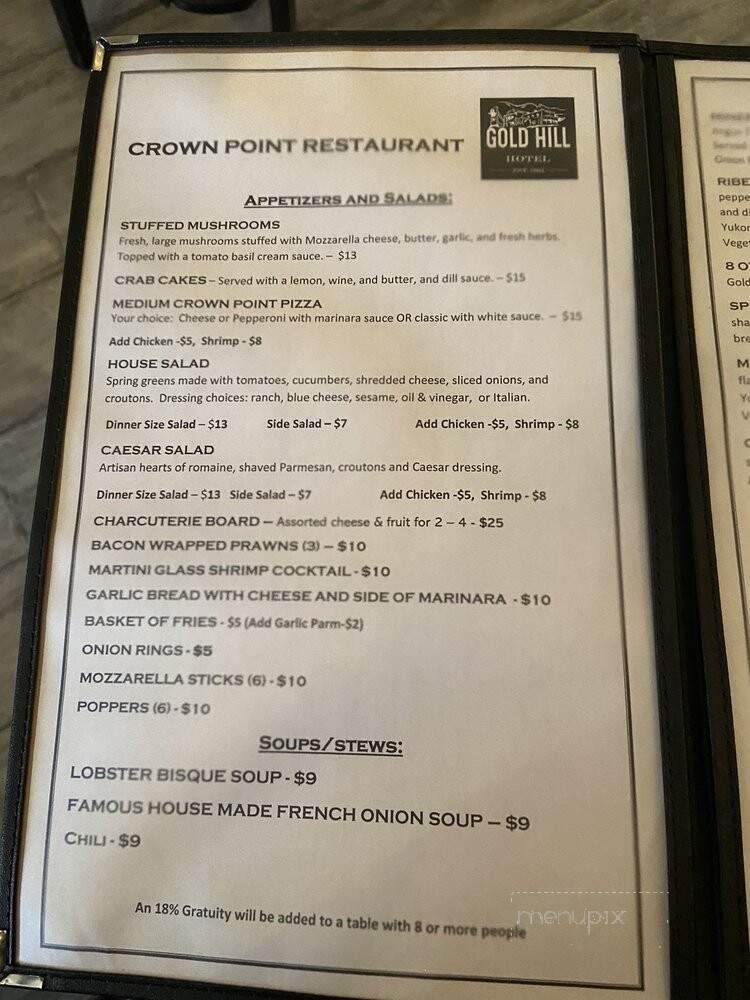 Crown Point Restaurant - Virginia City, NV menu_pic