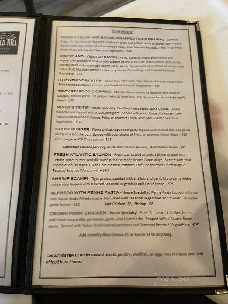 Crown Point Restaurant - Virginia City, NV menu_pic